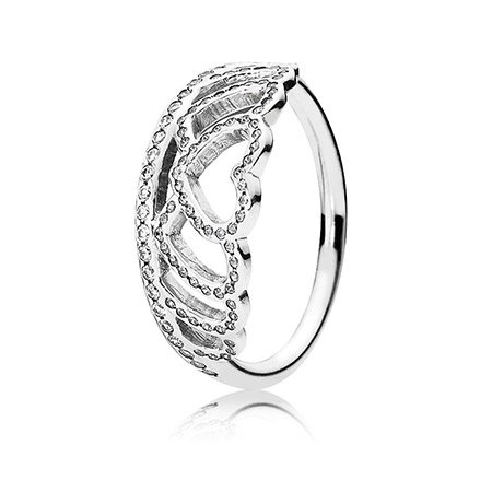 Кольцо Pandora - "Тиара из сердец" 190958CZ