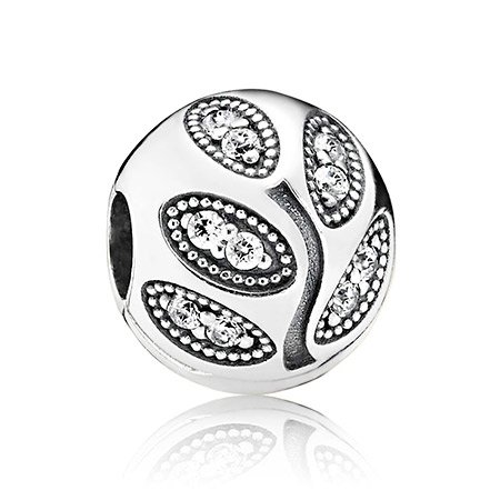 Клипса Pandora Сверкающие листья 791416CZ