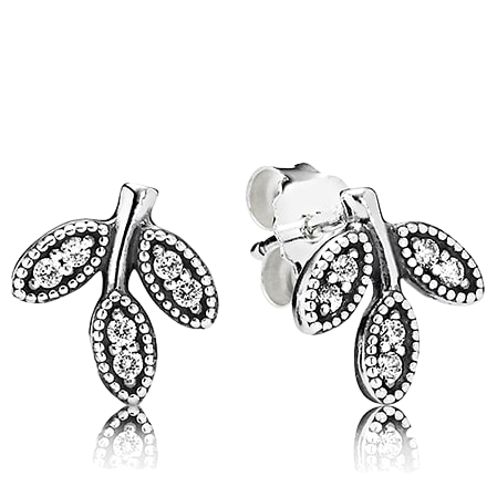 Серьги Сверкающие Листья 290564CZ